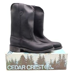 Cedar Crest Wellington Boots Mens 9 D Vintage Black Leather Work Boots 1839 USA